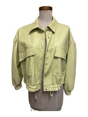 For all mankind Women’s Light Green Utility Leather Jacket S